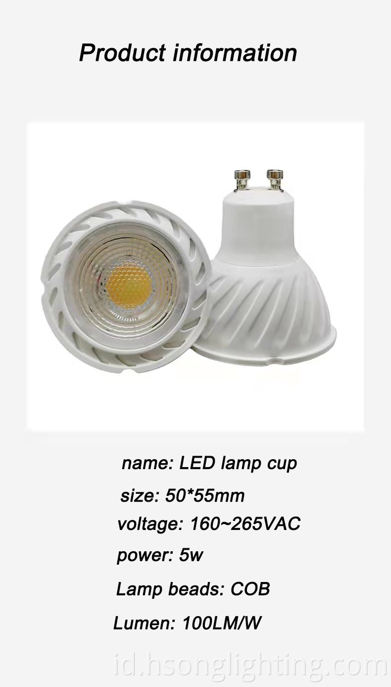 Outlet pabrik dalam ruangan LED Sorotan LED GU10 GU5.3 MR16 LED LAMP CUP